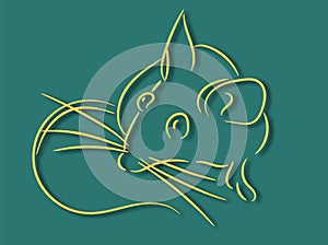 Gold 2020 vision with rat icons. Lineart design mouse, mice, rat icons. 2020 new year. Banner Logo gold 2020 happy new year,