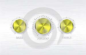 Gold volume treble bass knobs