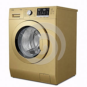 Gold Washing machine isolated on white background. 3d render.