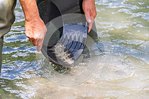 Gold washing in the river