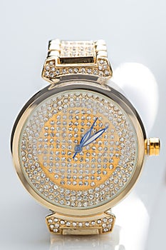 Gold watch with diamonds