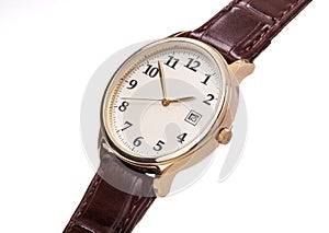 Gold watch leather strap