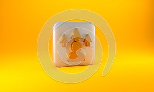 Gold Web design and front end development icon isolated on yellow background. Silver square button. 3D render