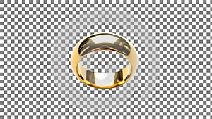 Gold Wedding Ring on Checkered Background