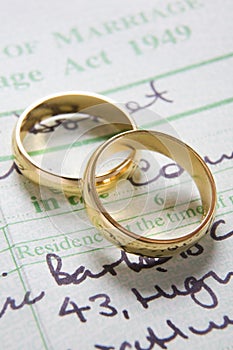 Gold Wedding Rings On Marriage Certificate