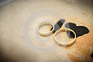 Gold wedding rings. Relationship, commitment, love