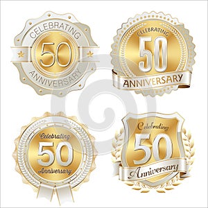 Gold and White Anniversary Badges 50th Years Celebration