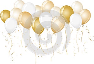 Gold and White Balloons