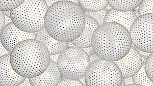 Gold and white balls background. 3D rendering