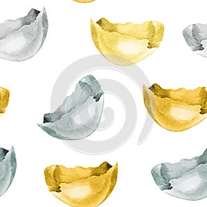 Gold and white broken eggshell seamless watercolor pattern