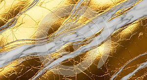 Gold and white marble texture with crackled pattern