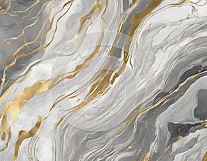 Gold and White Pattern on the Rock, Luxuly Pattern, Generative AI