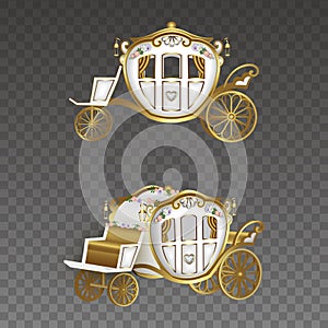 Gold and white wedding carriages