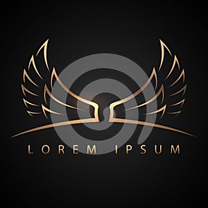 Gold wings logo template on black background