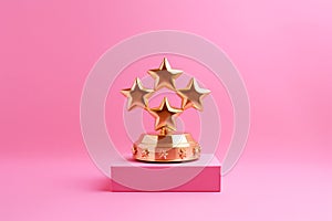 Gold winners award with four stars. Star trophy for a winner or champion. Rating star symbol of customer satisfaction review