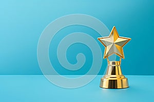 Gold winners award with star. Star trophy for a winner or champion. Rating golden star symbol of customer satisfaction review