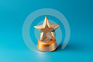 Gold winners award with star. Star trophy for a winner or champion. Rating golden star symbol of customer satisfaction review