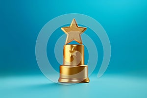 Gold winners award with star. Star trophy for a winner or champion. Rating golden star symbol of customer satisfaction review