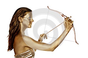 Gold woman with a bow and arrow