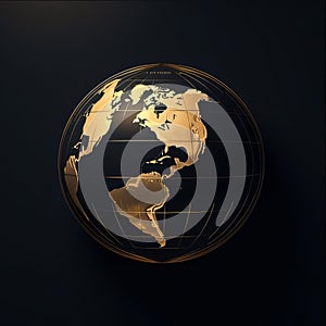 Gold world map on black background. Vector illustration. Eps 10