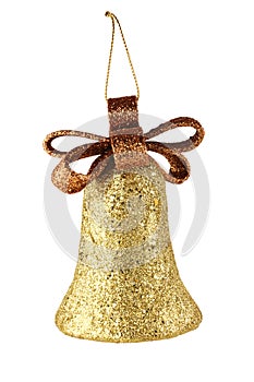 Gold xmas bell isolated