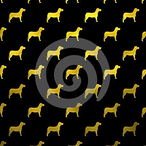 Gold Yellow Dogs Faux Foil Metallic Dog Polka Dots Black Background photo