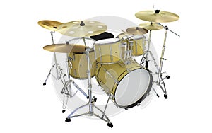 Gold or yellow jazz drums isolated