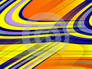 Gold yellow orange blue fluid lines background, abstract colorful geometries