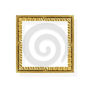 Gold yellow picture frame isolated on white background , clipping path