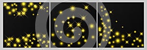 Set of three gold backdrops with stars and dust