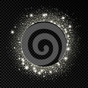 Silver circle frame with glitter