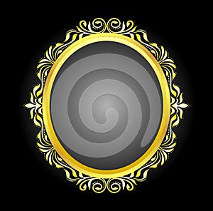Goldden oval frame floral