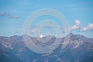 Goldeck - Panoramic view of Grossglockner seen from mountain Goldeck, Latschur group, Gailtal Alps, Carinthia, Austria