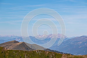 Goldeck - Panoramic view of Lienz Dolomites seen from mountain Goldeck, Latschur group, Gailtal Alps, Carinthia, Austria