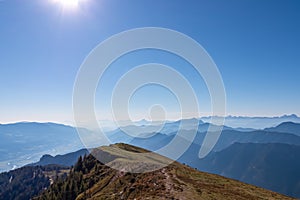 Goldeck - Panoramic view of magical mountain peaks of Karawanks and Julian Alps seen from Goldeck, Latschur group, Gailtal Alps