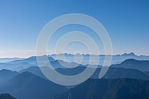 Goldeck - Panoramic view of magical mountain peaks of Karawanks and Julian Alps seen from Goldeck, Latschur group, Gailtal Alps