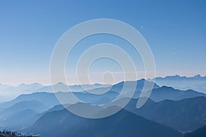 Goldeck - Panoramic view of magical mountain peaks of Karawanks and Julian Alps seen from Goldeck, Latschur group, Gailtal Alps