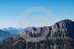 Goldeck - Panoramic view of rugged mountain peak Staff seen from Goldeck, Latschur group, Gailtal Alps, Carintha, Austria