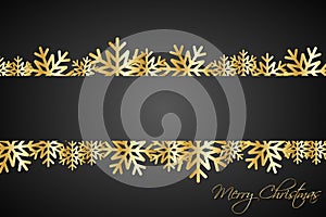 Golded christmas snowflakes background with free space