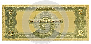 Golden 2 Dollar Banknote golden George Washington , U.S. 1 highly detailed dollar banknote money