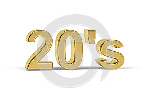 Golden 20`s number - 20`s years marking on white background