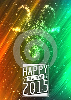 Golden 2015 Happy New Year greeting card with