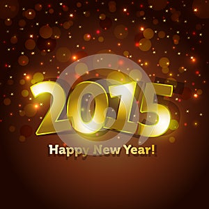 Golden 2015 Happy New Year greeting card with spar