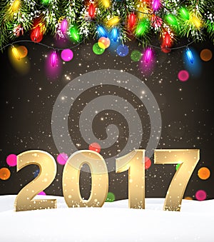 Golden 2017 New Year background.