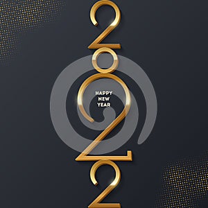 Golden 2022 New Year logo. Holiday greeting card. Vector illustration.