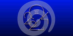 Golden 2024 New Year logo. Holiday greeting card. Vector illustration.