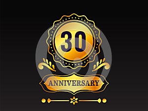 Golden 30th Anniversary Emblem Logo Or Badge Element On Black