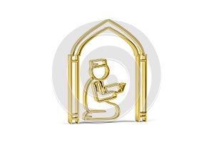 Golden 3d Arabic culture icon isolated on white background