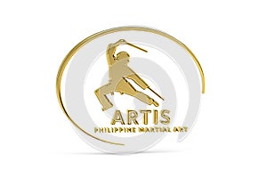 Golden 3d Arnis icon - Filipino martial art - isolated on white background