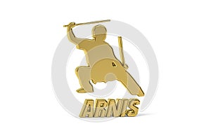 Golden 3d Arnis icon - Filipino martial art - isolated on white background